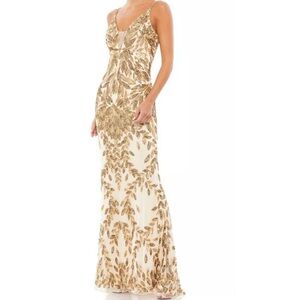 Mac Duggal Beaded Leaf Evening Gown
